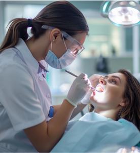 Medic stomatolog în timpul unei consultații